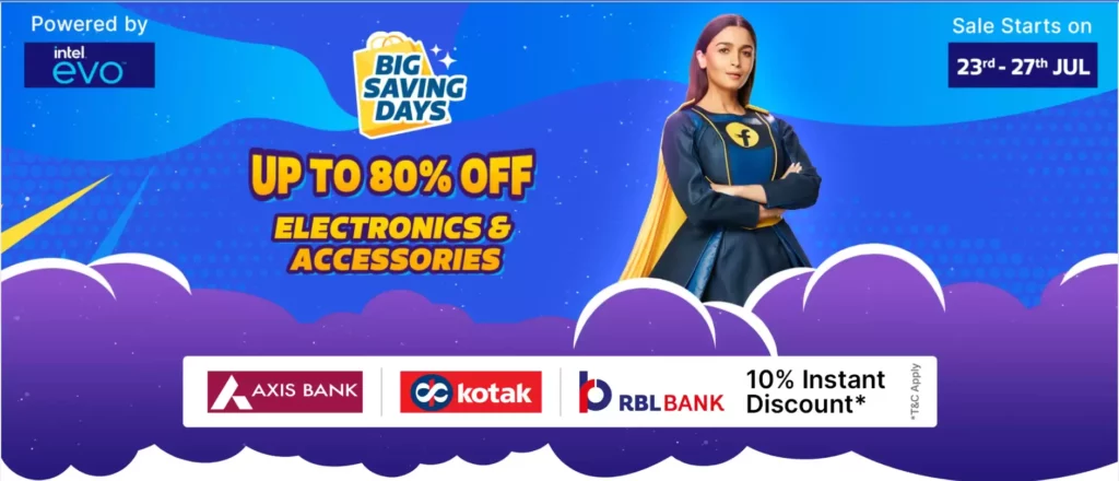 An image with offers on Electronics Up to 80% off.